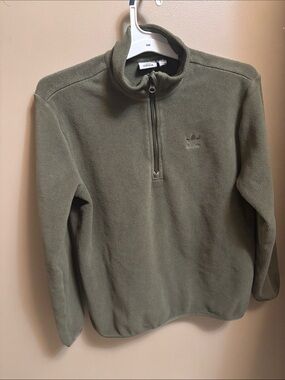 adidas Olive Green Boys Half-Zip Fleece Pullover